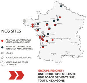 carte des sites du groupe ridoret